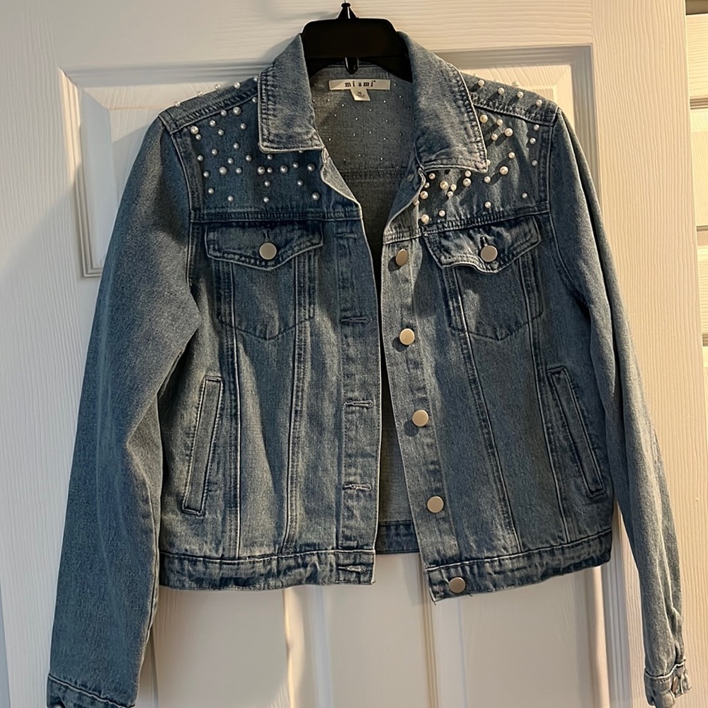 Pearl embellished jean jacket